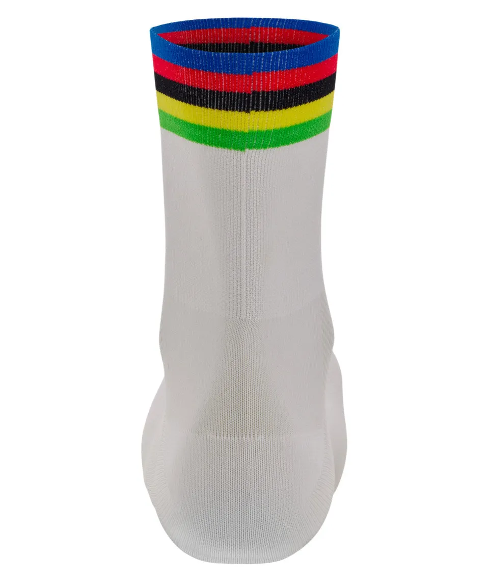 SANTINI UCI OFFICIAL WORLD CHAMPION  CYCLING SOCKS - White/Rainbow - Image 2