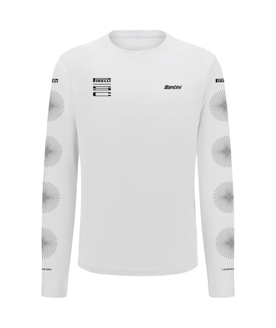SANTINI x Pirelli Sport Club Wheel Long Sleeve Tshirt - White