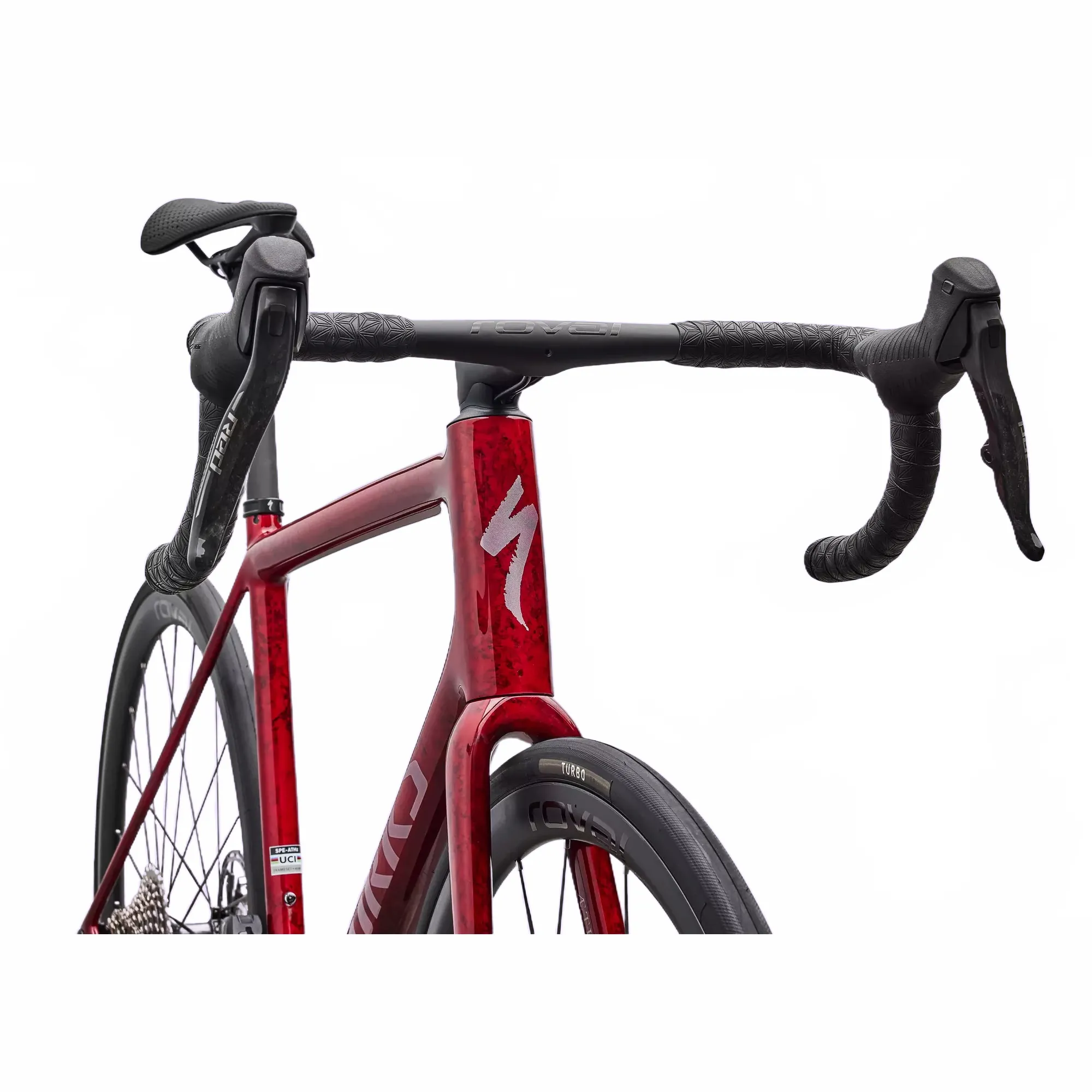 SPECIALIZED Aethos 2 Complete Road Bike SRAM RED AXS E1 2026 - SANDSTONE METALLIC BASE / RED TINT - Image 3