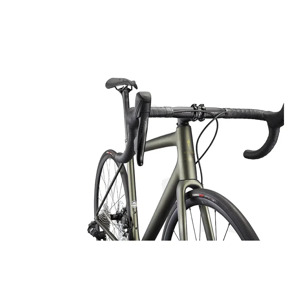 SPECIALIZED AETHOS Comp 2022 Rival eTap AXS Disc Complete Road Bike - Satin Metallic Moss/Gold/Carbon Fade - Image 4