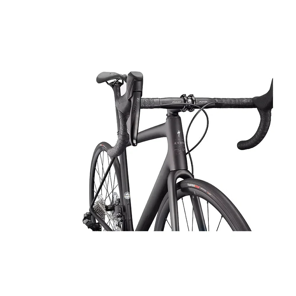SPECIALIZED AETHOS Comp 2022 Rival eTap AXS Disc Complete Road Bike - Satin Carbon/Teal Tint Fade/Flake Silver - Image 4