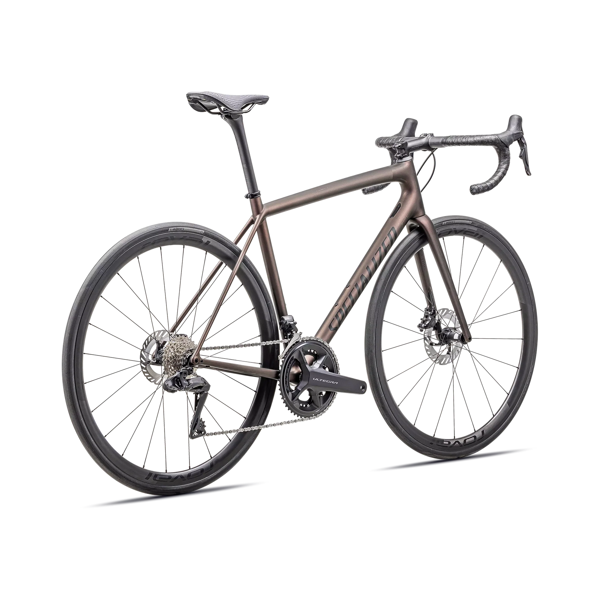 SPECIALIZED AETHOS PRO 2025 Ultegra Di2 Disc Complete Road Bike - Satin Carbon / Red Pearl / Black - Image 2