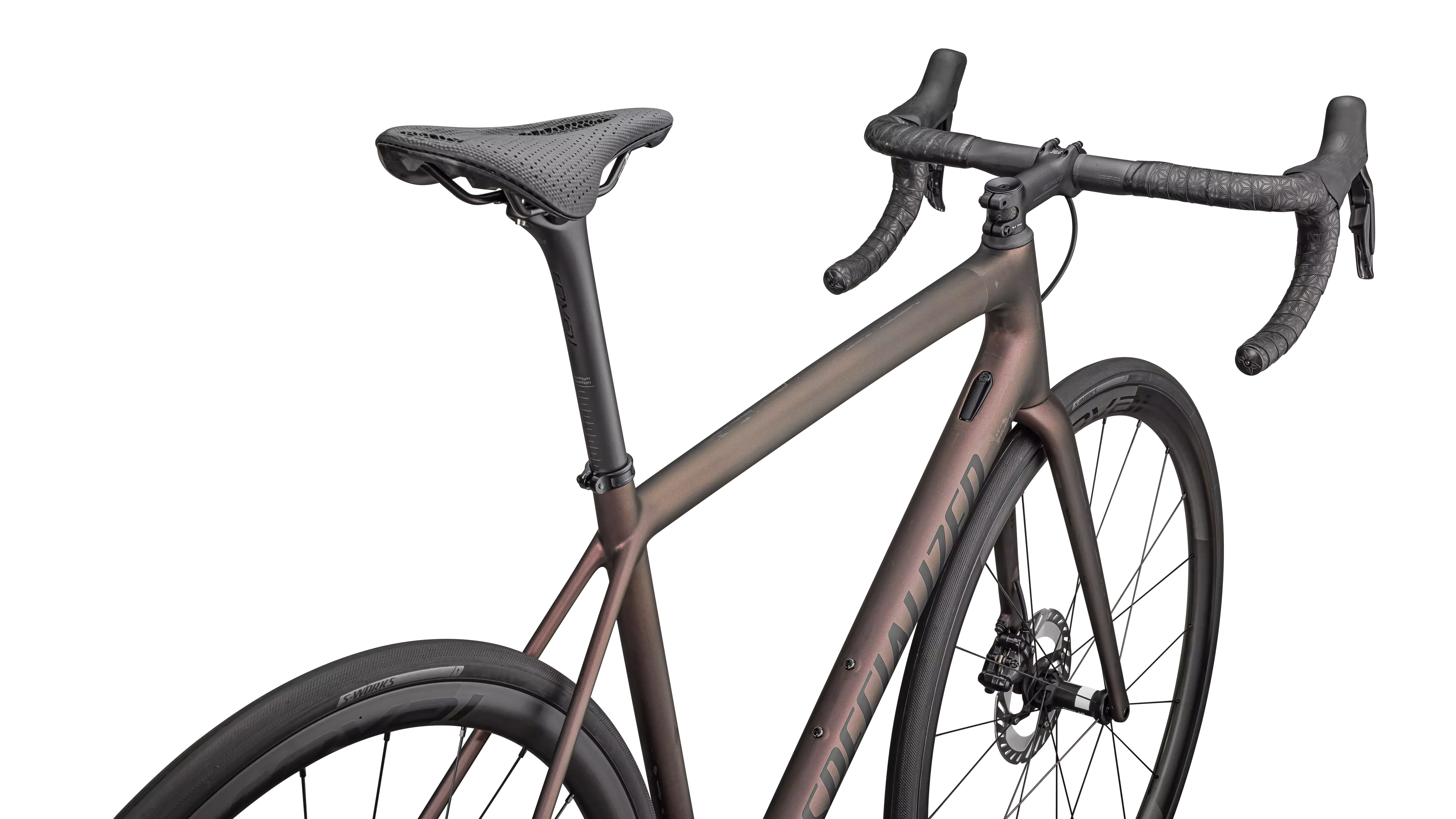 SPECIALIZED AETHOS PRO 2025 Ultegra Di2 Disc Complete Road Bike - Satin Carbon / Red Pearl / Black - Image 3