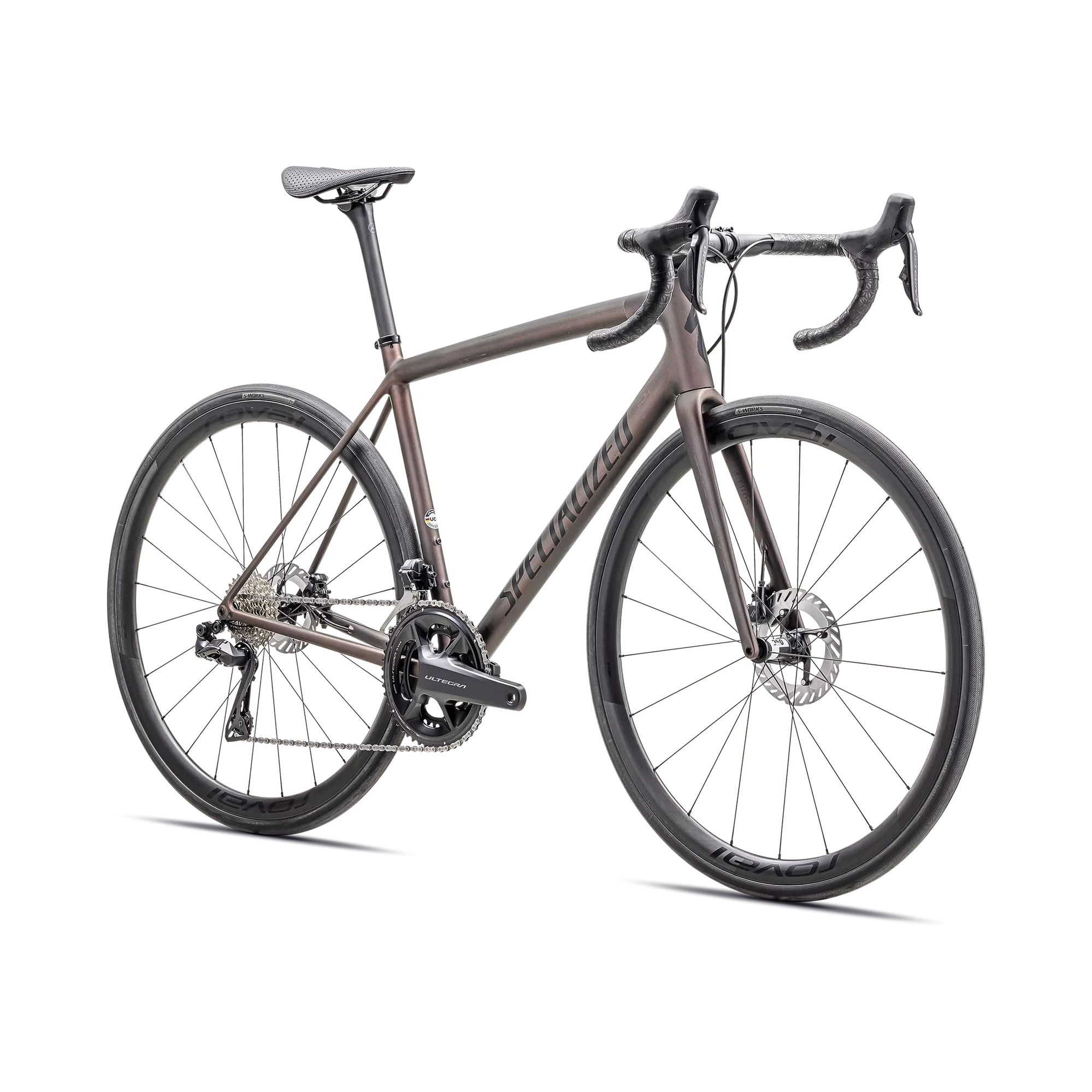 SPECIALIZED AETHOS PRO 2025 Ultegra Di2 Disc Complete Road Bike - Satin Carbon / Red Pearl / Black - Image 6