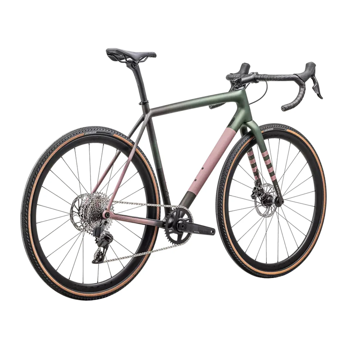 SPECIALIZED Crux Expert 2025 Gravel Bike Sram Rival XPLR - Satin Cypress Metallic / Doppio / Dusky Pink / Champagne - Image 3