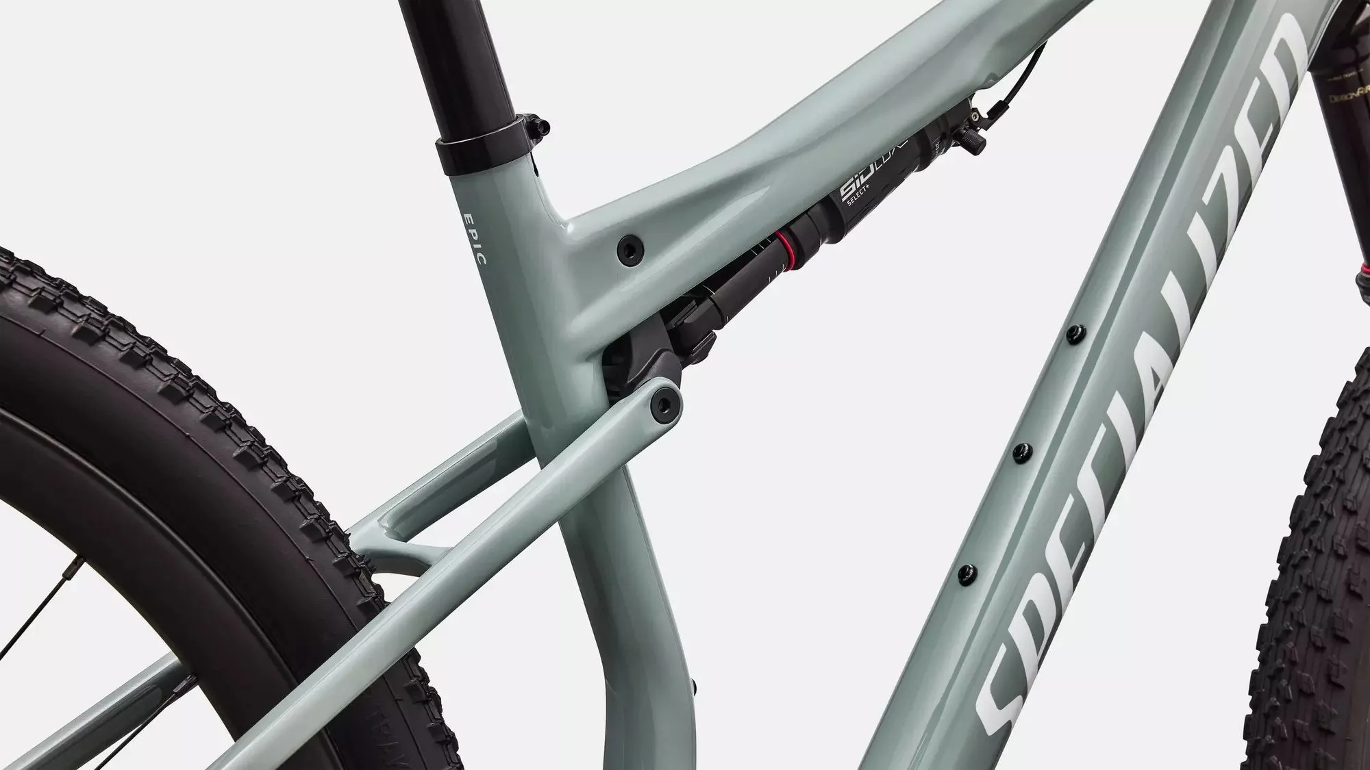 SPECIALIZED Epic 9 Expert Complete MTB - Gloss Agave Grey / Metallic White Silver - Image 7