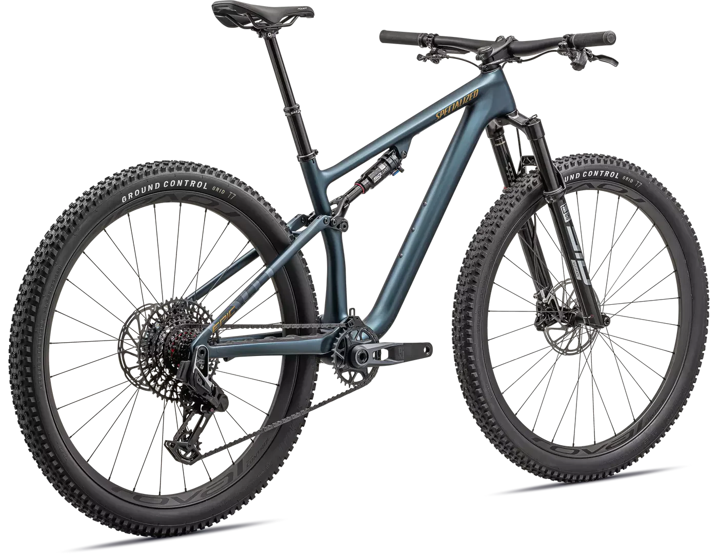 SPECIALIZED Epic Evo Pro LTD SRAM X0 AXS Mountain Bike - Satin Metallic Deep Lake / Harvest Gold Metallic - Image 8