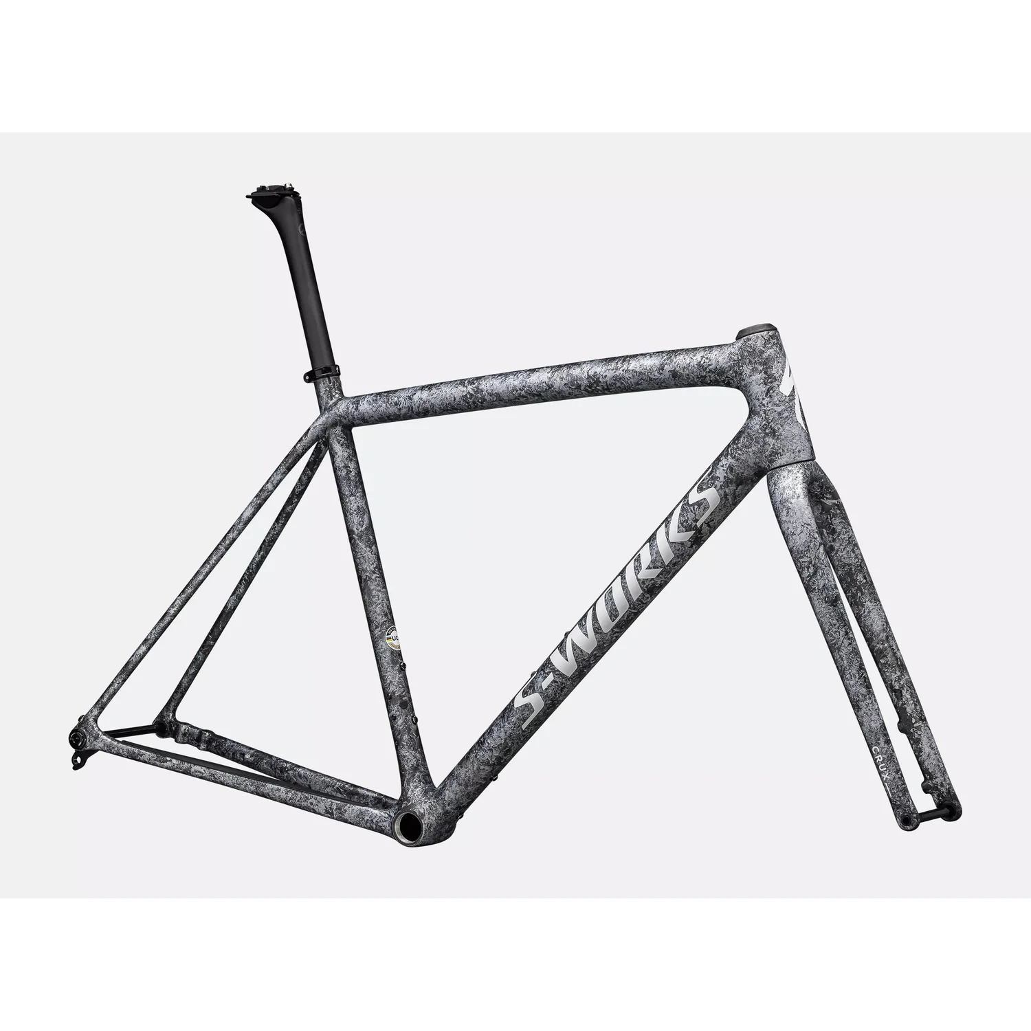SPECIALIZED S WORKS Crux Gravel Frameset - Satin Carbon/Multi-Color Blurred Impasto/Gloss White Metallic Silver - Image 2