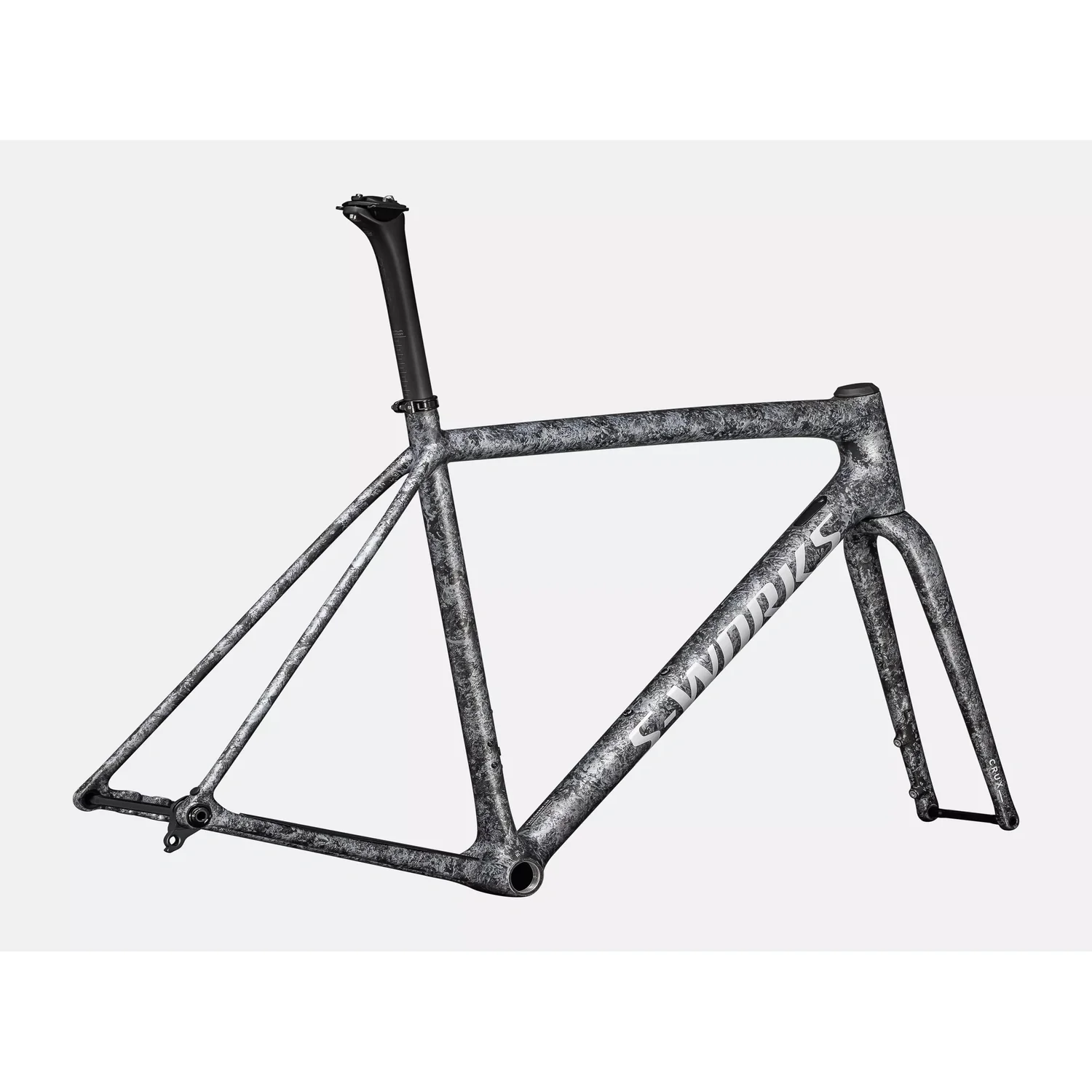 SPECIALIZED S WORKS Crux Gravel Frameset - Satin Carbon/Multi-Color Blurred Impasto/Gloss White Metallic Silver - Image 3