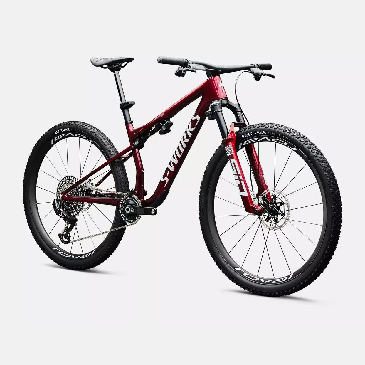 SPECIALIZED S-Works Epic 9 Complete MTB - Gloss Red Tint Over Red Reflex Pearl Edge Fade / Metallic White Silver - Image 2