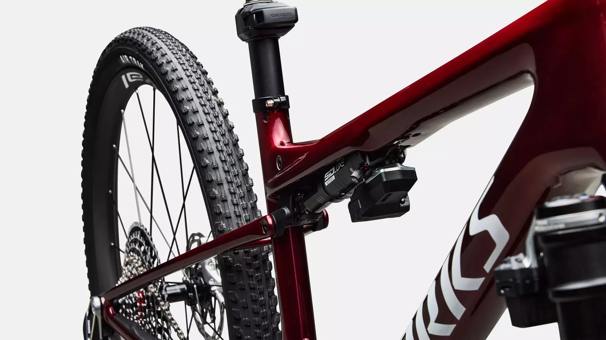 SPECIALIZED S-Works Epic 9 Complete MTB - Gloss Red Tint Over Red Reflex Pearl Edge Fade / Metallic White Silver - Image 6