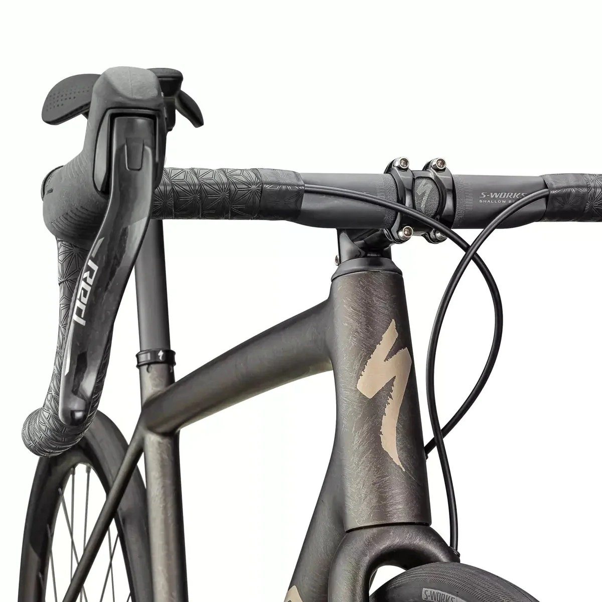 SPECIALIZED SWORKS Aethos 2025 Road Bike- SATIN DOPPIO / GUNMETAL DRY BRUSHED / GOLD PEARL - Image 4