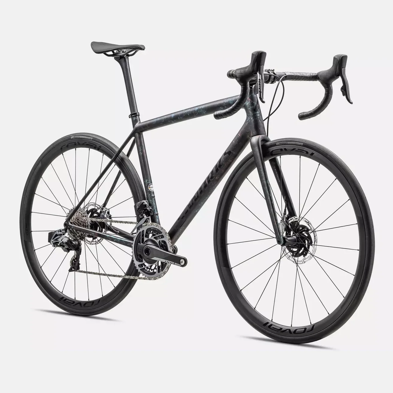 SPECIALIZED SWORKS Aethos 2025 Sram Red AXS Road Bike - GLOSS OBSIDIAN/LAPIS + ABALONE ORGANIC COLOR RUN/OBSIDIAN - Image 3