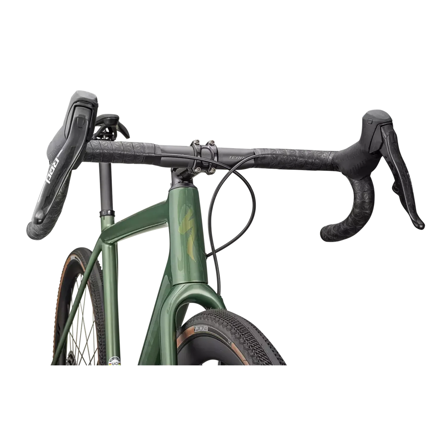 SPECIALIZED Sworks Crux Gravel Bike Sram Red AXS 2025 - Gloss Cypress Metallic / Viavi Gold To Silver Pearl - Image 4