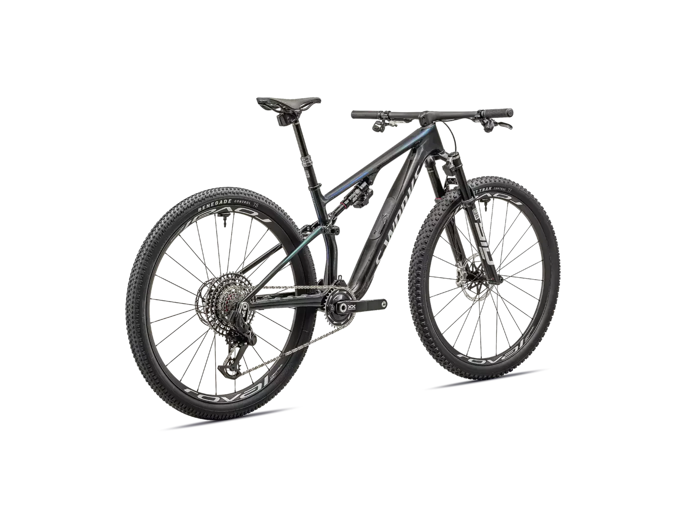 SPECIALIZED Sworks Epic 8 SRAM XX Complete MTB - Gloss Carbon/Astral Blue/Electric Green/Cyan Edge Fade/Metallic White Silver - Image 6