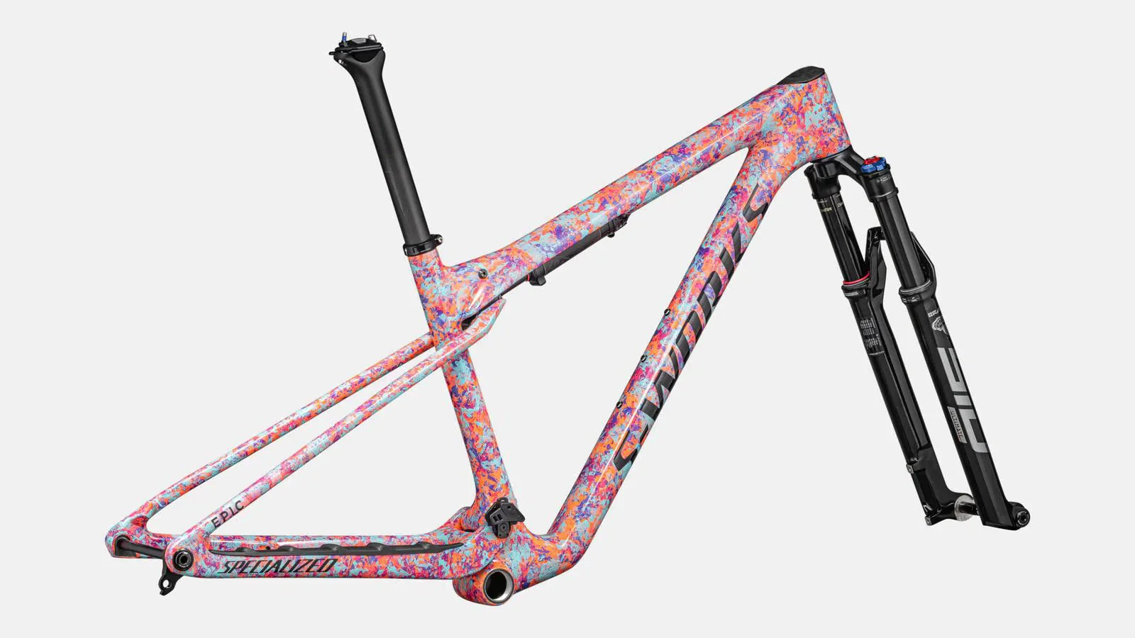 SPECIALIZED Sworks Epic World Cup Mountain Bike Frameset - Gloss Lagoon Blue / Purple Orchid / Blaze Impasto - Image 3