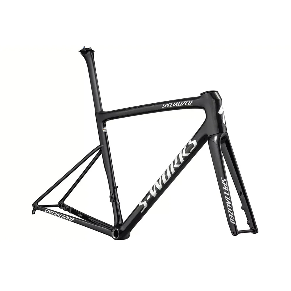 SPECIALIZED Sworks Tarmac SL8 2024 Road Frameset - Project Black LTD Gloss Carbon / Metallic White Silver - Image 2