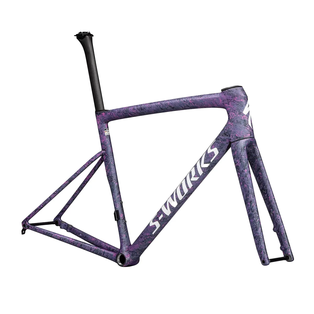 SPECIALIZED SWORKS Tarmac SL8 2025 Road Frameset - Satin Carbon/Rebel Pink + Deep Lake Metallic Blurred Impasto/Gloss White - Image 2