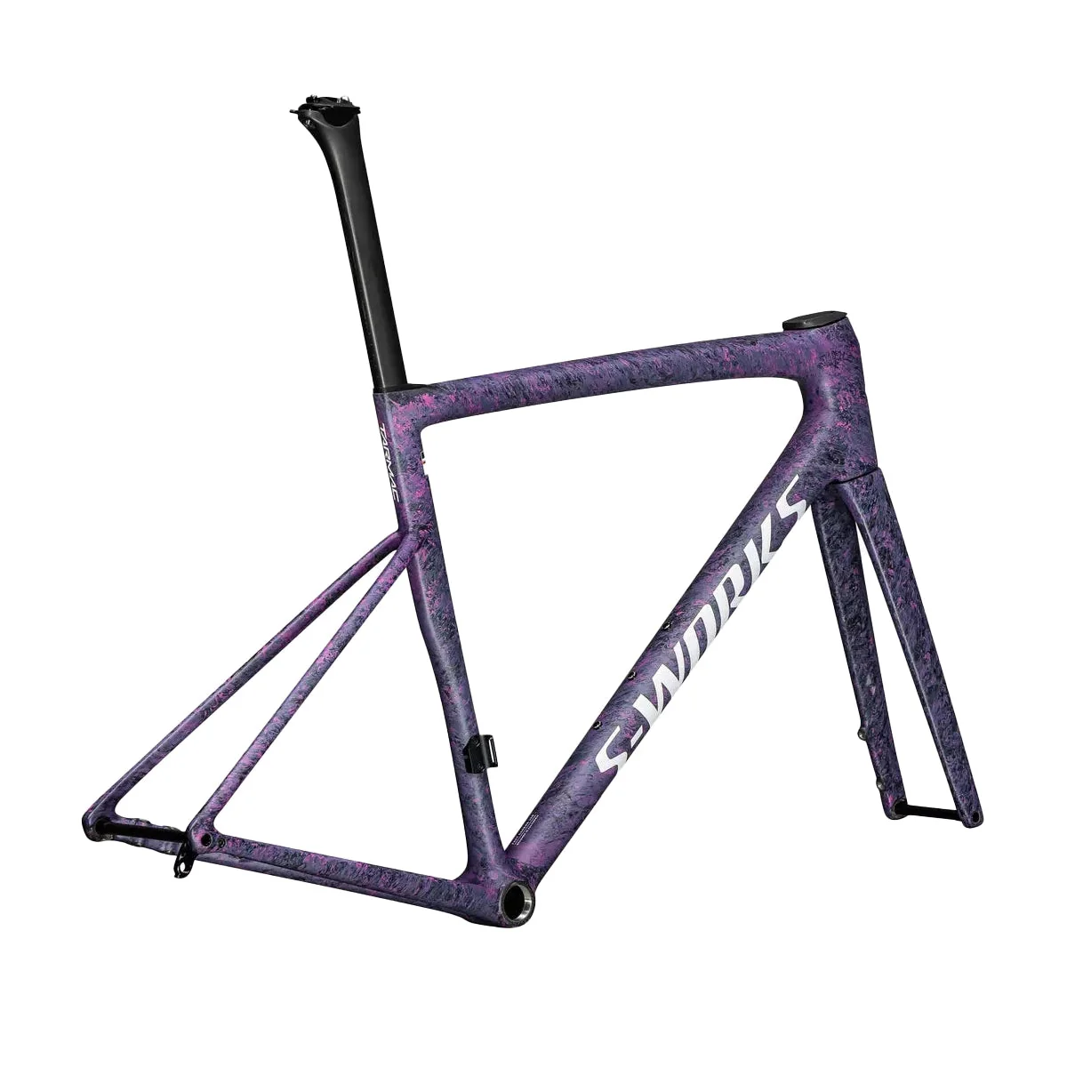 SPECIALIZED SWORKS Tarmac SL8 2025 Road Frameset - Satin Carbon/Rebel Pink + Deep Lake Metallic Blurred Impasto/Gloss White - Image 3