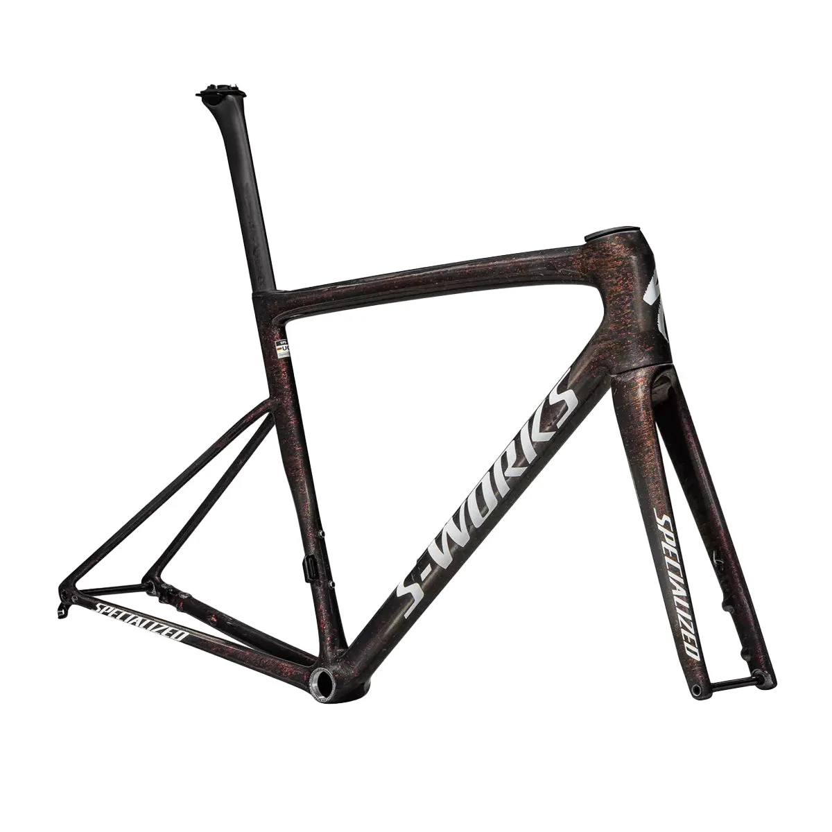 SPECIALIZED SWORKS Tarmac SL8 2025 Road Frameset - Gloss Carbon/Red To Gold Blurred Speckle/Metallic White Silver - Image 2