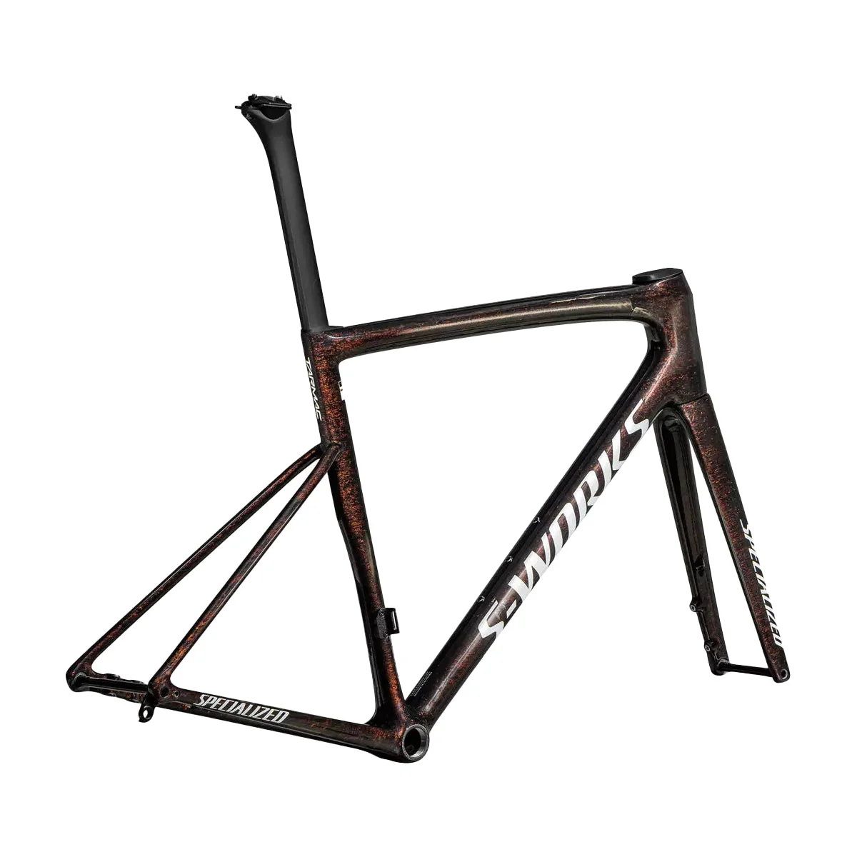 SPECIALIZED SWORKS Tarmac SL8 2025 Road Frameset - Gloss Carbon/Red To Gold Blurred Speckle/Metallic White Silver - Image 3