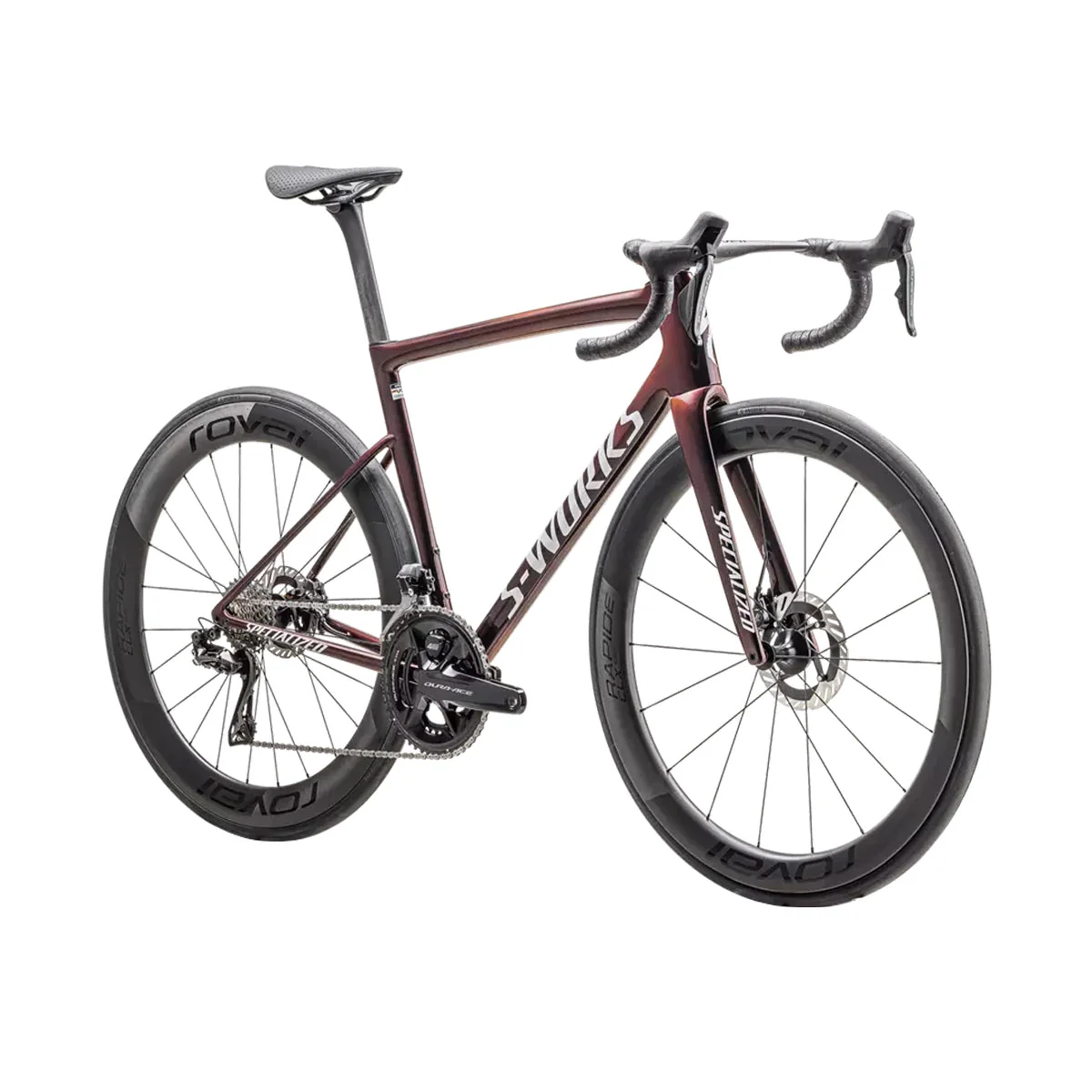 SPECIALIZED SWORKS Tarmac SL8 2025 Shimano Dura Ace Road Bike - Gloss Solidity/Red to Black Pearl/Metallic White Silver - Image 2