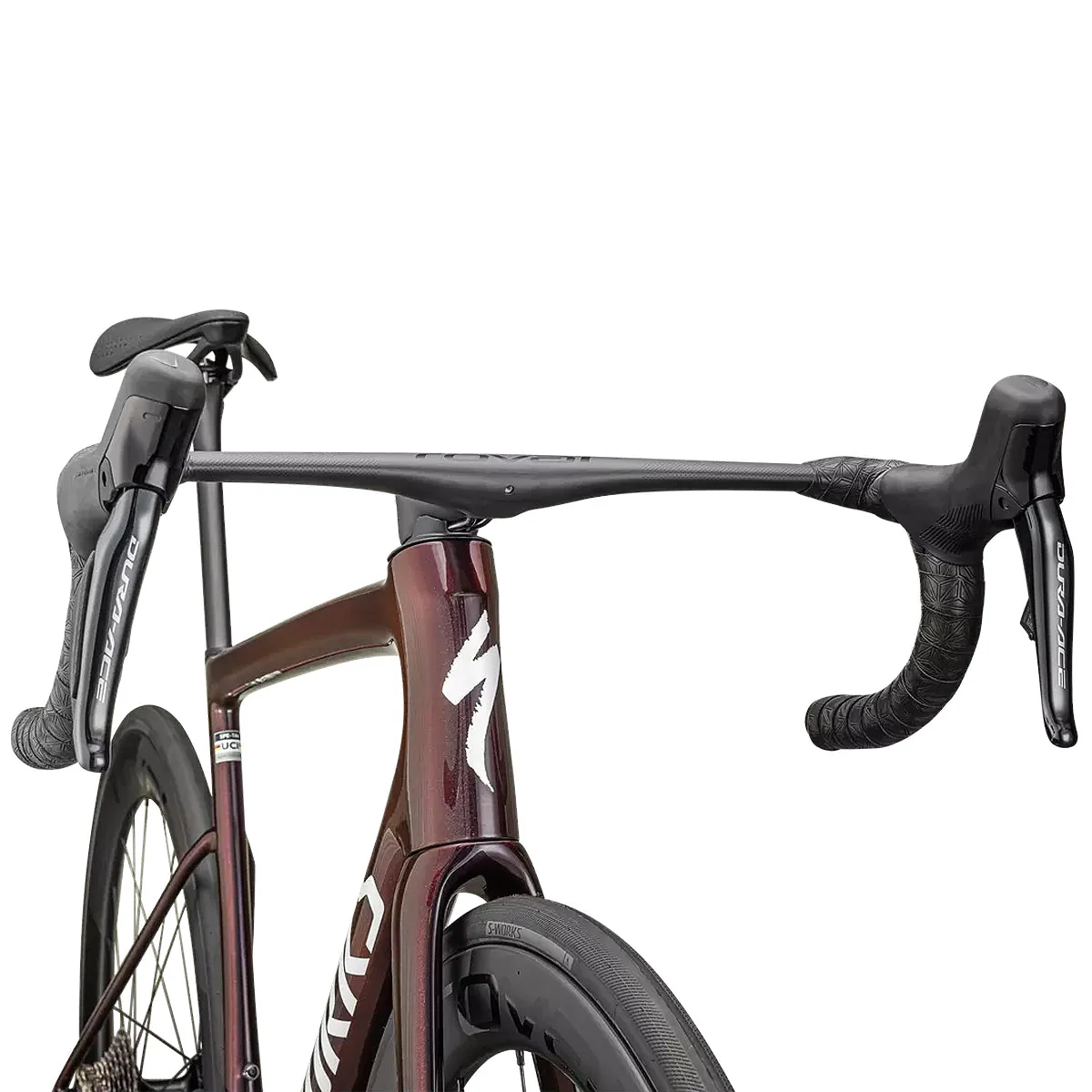 SPECIALIZED SWORKS Tarmac SL8 2025 Shimano Dura Ace Road Bike - Gloss Solidity/Red to Black Pearl/Metallic White Silver - Image 5