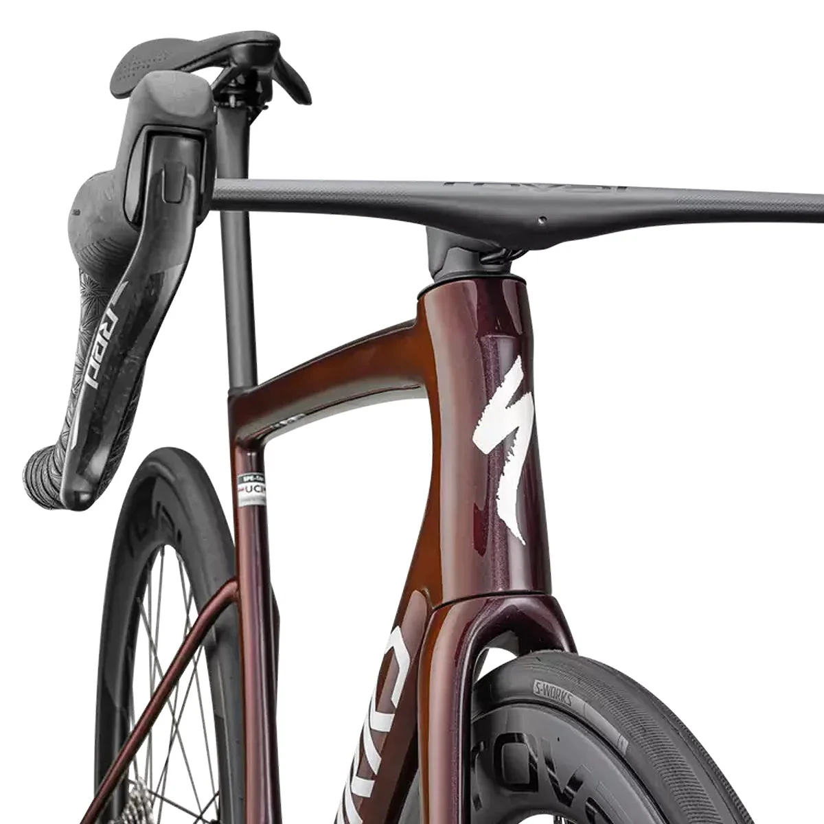 SPECIALIZED SWORKS Tarmac SL8 2025 Sram Red AXS Road Bike - Gloss Solidity/Red to Black Pearl/Metallic White Silver - Image 4