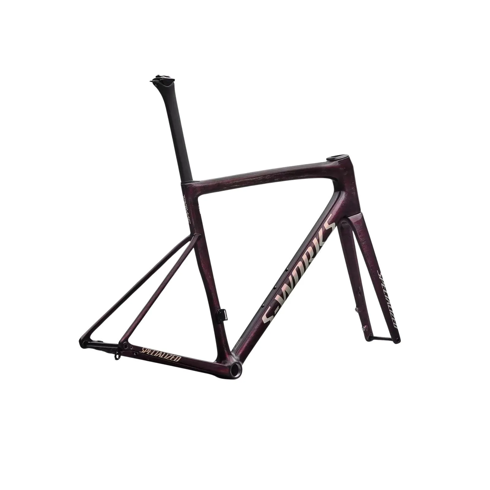 SPECIALIZED Sworks Tarmac SL8 2026 Road Frameset - Gloss Carbon / Bordeaux Metallic + Nebula Directional Brush / Pearl Over White - Image 3