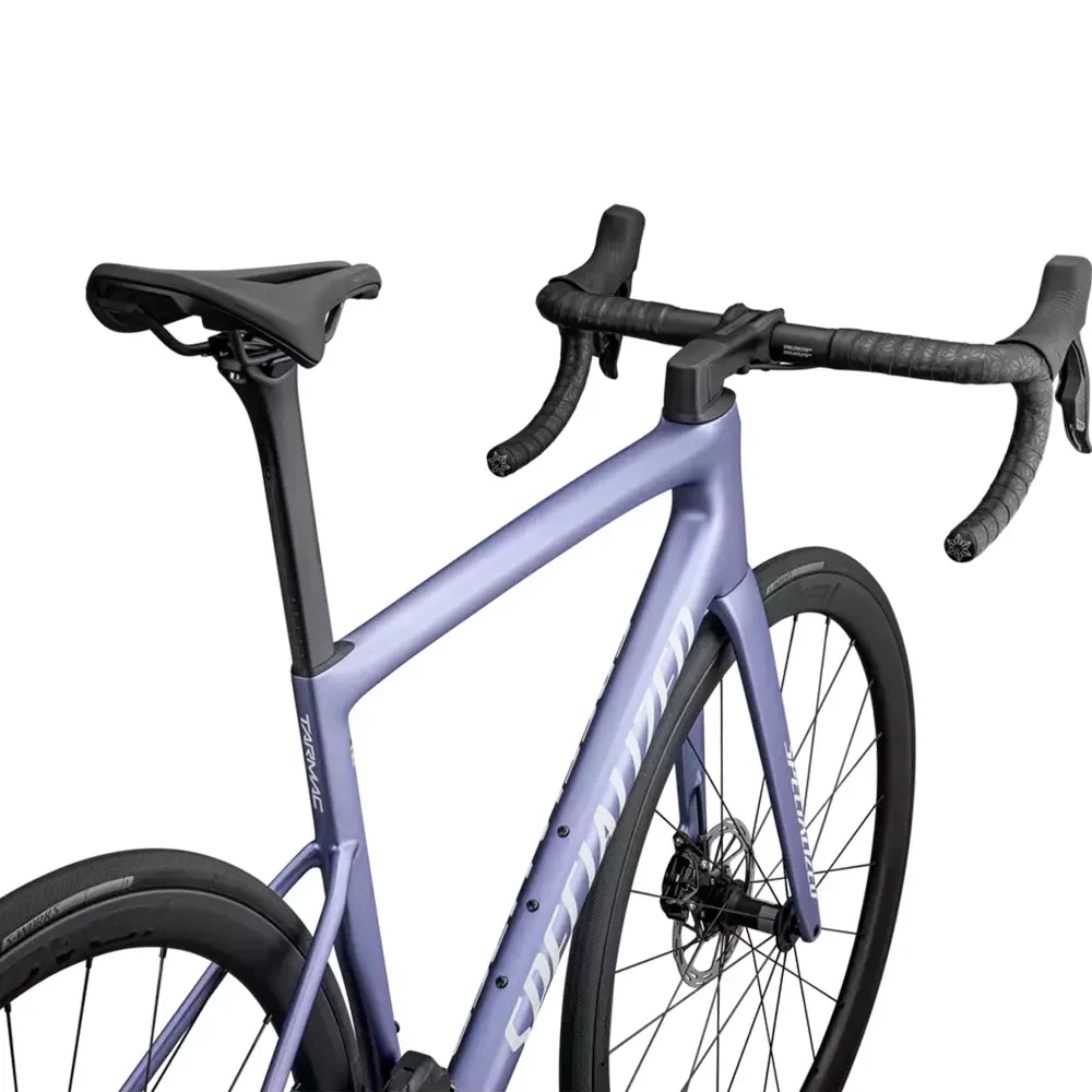 SPECIALIZED Tarmac SL8 Expert 2023 Sram Rival AXS Complete Road Bike - SATIN POWDER INDIGO TINT OVER SILVER DUST / WHITE - Image 5