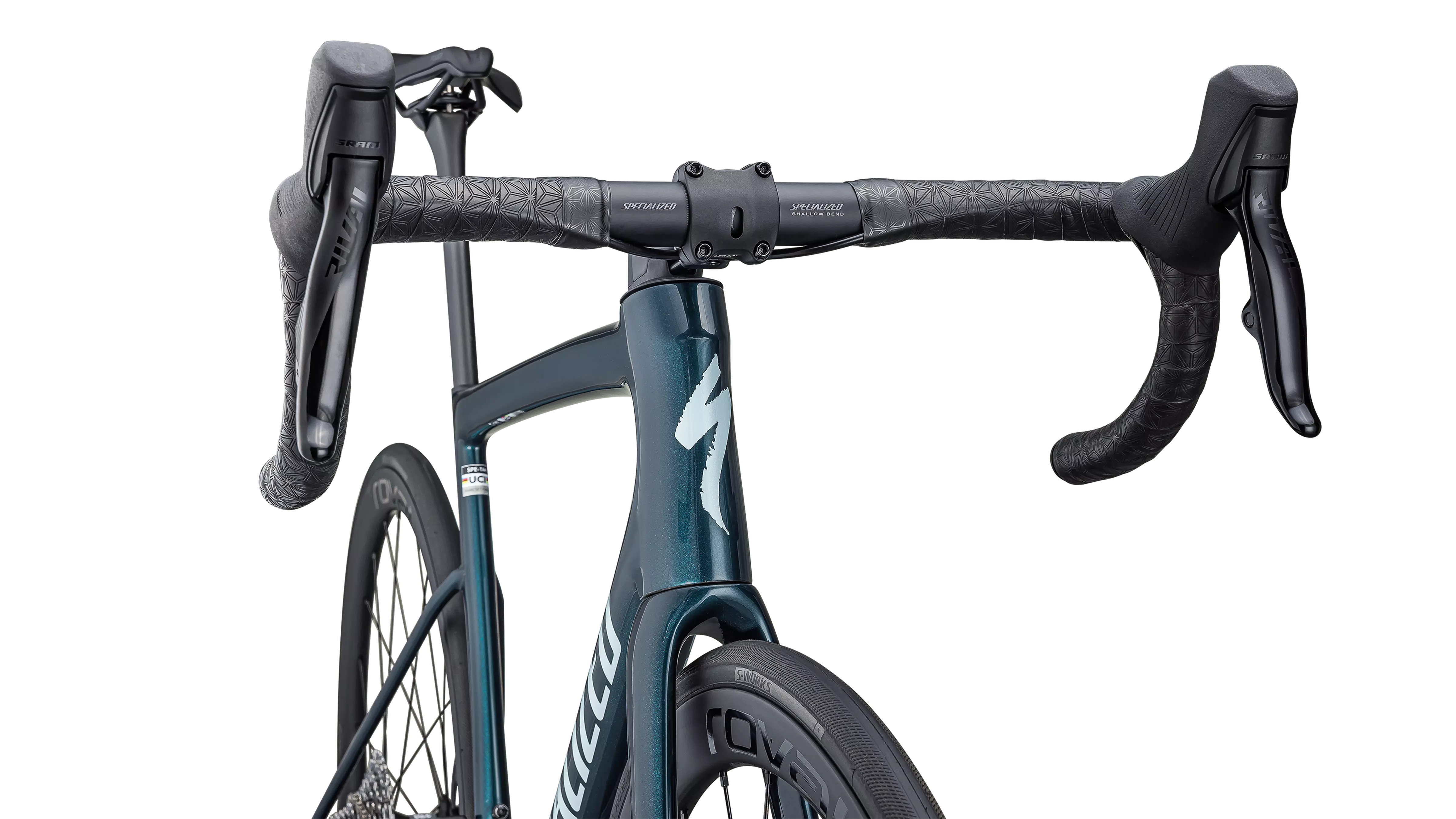 SPECIALIZED TARMAC SL8 Expert 2025 SRAM Rival AXS Road Bike - Gloss Deep Lake Metallic / Green Pearl Over Seafoam - Image 5