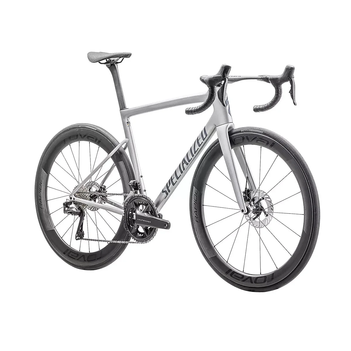 SPECIALIZED Tarmac SL8 Pro 2025 Shimano Ultegra DI2 Road Bike - Gloss Liquid Silver/Satin Blue Pearl Over Black Liquid Metal - Image 2