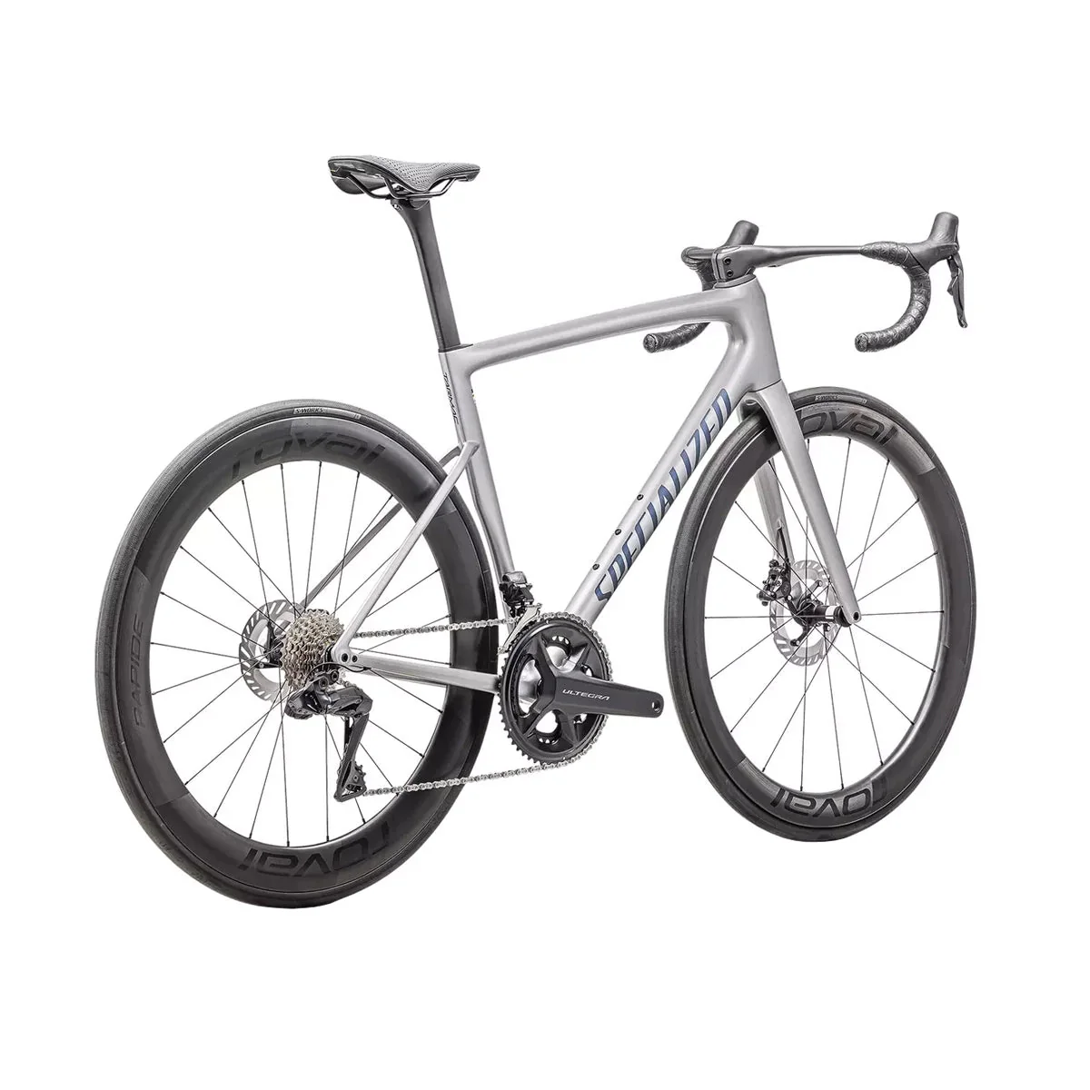 SPECIALIZED Tarmac SL8 Pro 2025 Shimano Ultegra DI2 Road Bike - Gloss Liquid Silver/Satin Blue Pearl Over Black Liquid Metal - Image 3