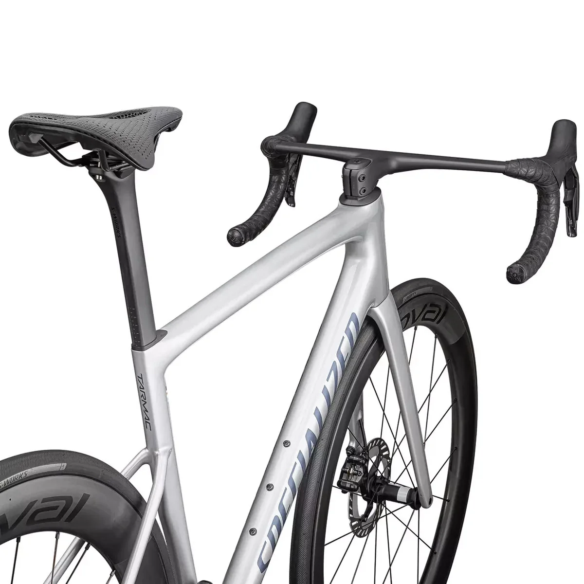 SPECIALIZED Tarmac SL8 Pro 2025 Shimano Ultegra DI2 Road Bike - Gloss Liquid Silver/Satin Blue Pearl Over Black Liquid Metal - Image 5