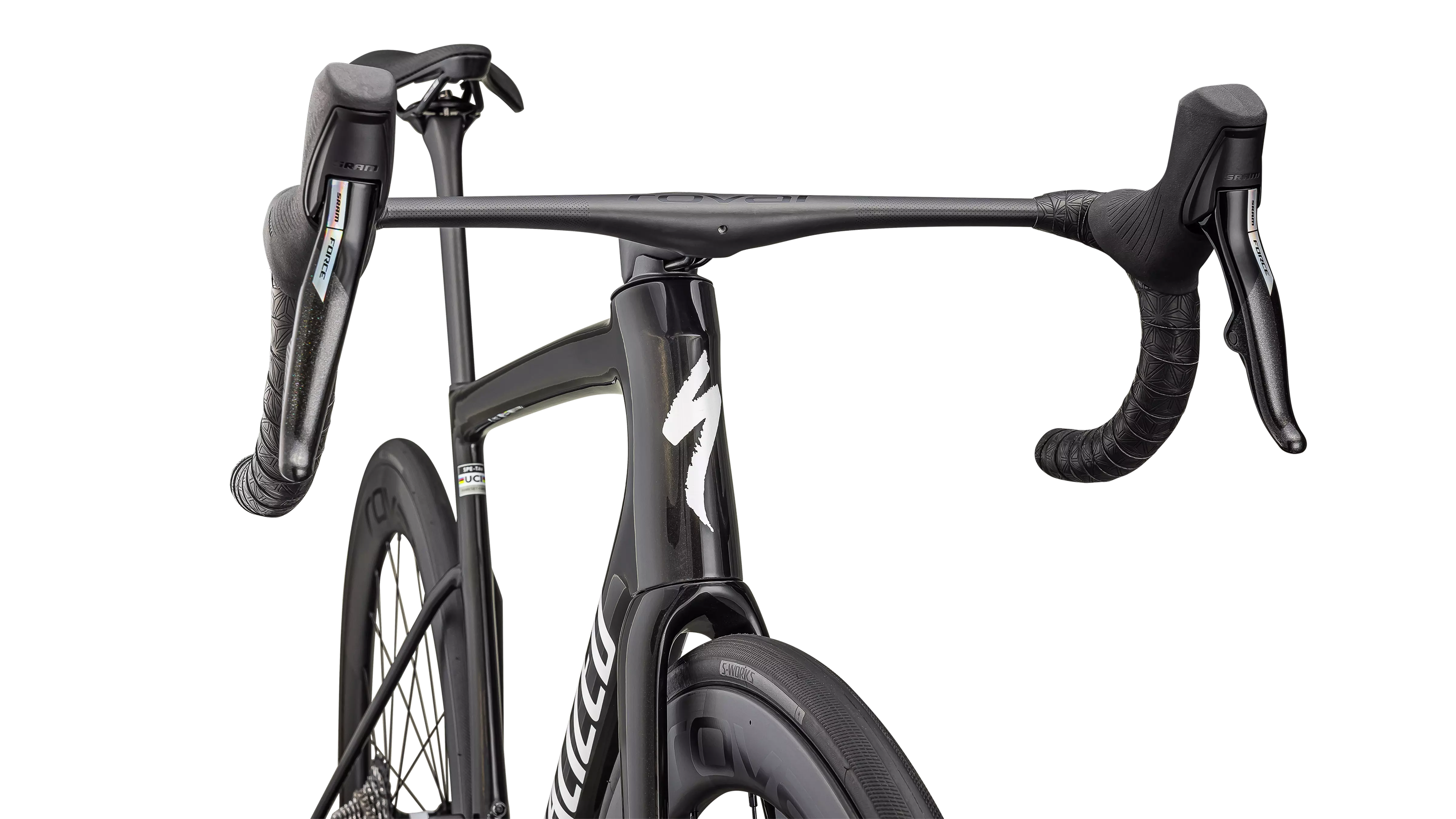 SPECIALIZED Tarmac SL8 PRO 2025 SRAM Force AXS D2 Complete Road Bike - SATIN CARBON / METALLIC WHITE SILVER - Image 3