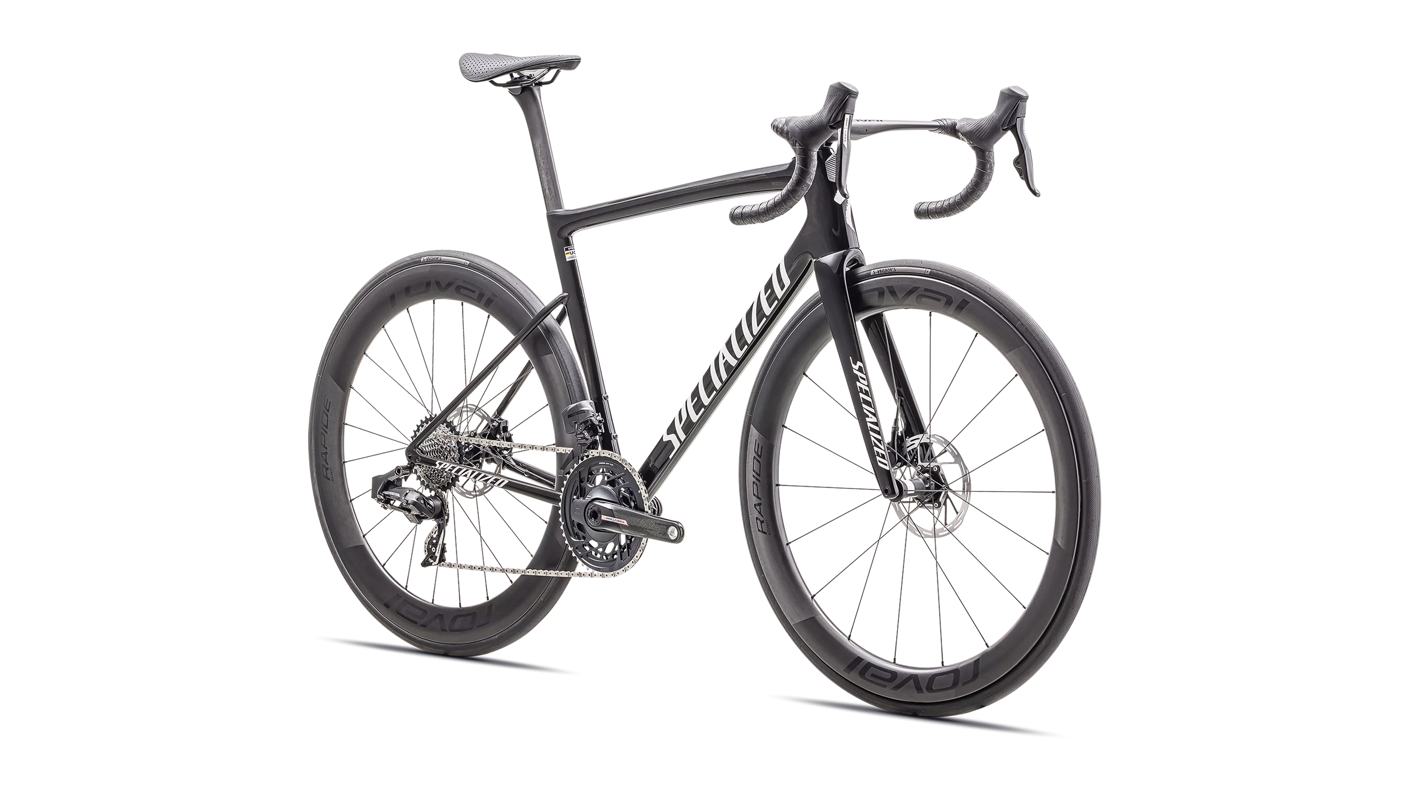 SPECIALIZED Tarmac SL8 PRO 2025 SRAM Force AXS D2 Complete Road Bike - SATIN CARBON / METALLIC WHITE SILVER - Image 4