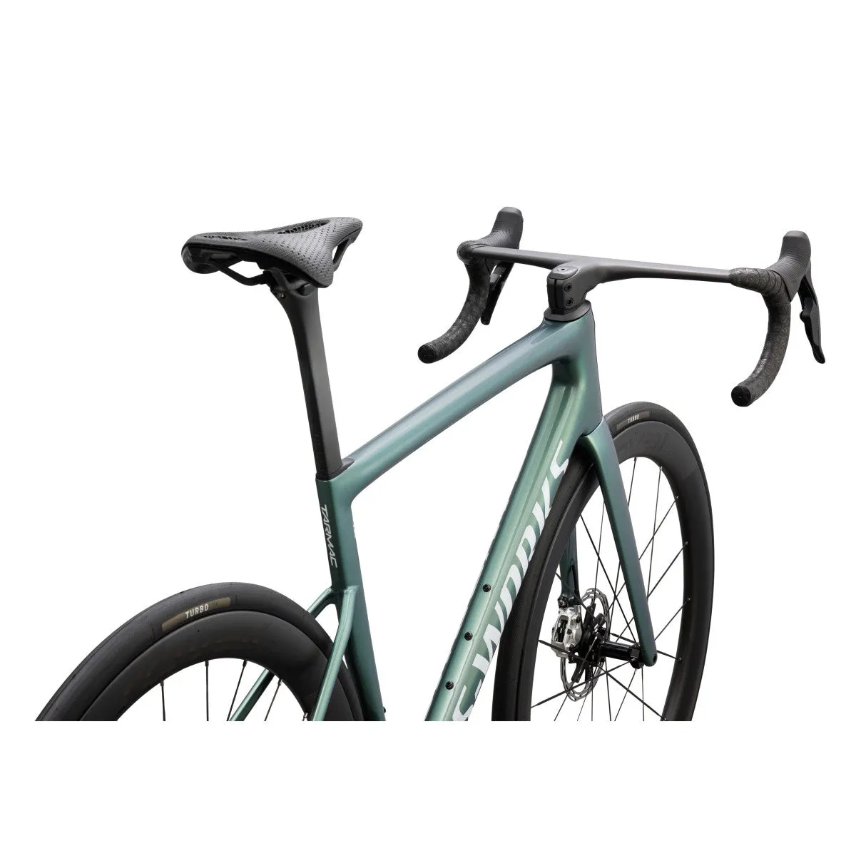 SPECIALIZED TARMAC SL8 Sworks Shimano Dura Ace DI2 Road Bike - GLOSS PREMIUM FJORD METALLIC / WHITE METALLIC SILVER - Image 3
