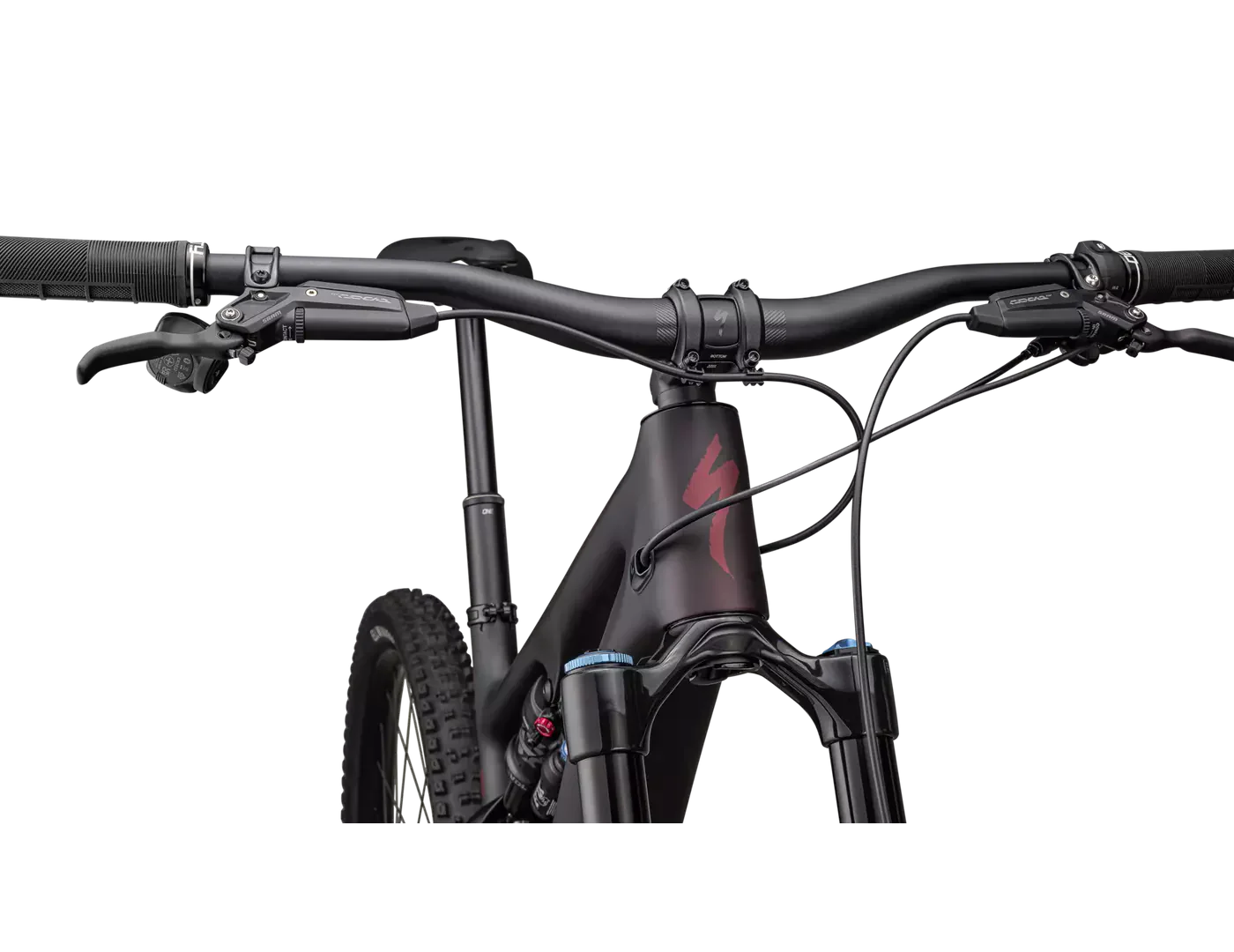 SPECIALIZED Turbo Levo SL Expert Carbon Complete MTB Ebike - Satin Red Tint Over Carbon / Maroon / Silver Dust - Image 5