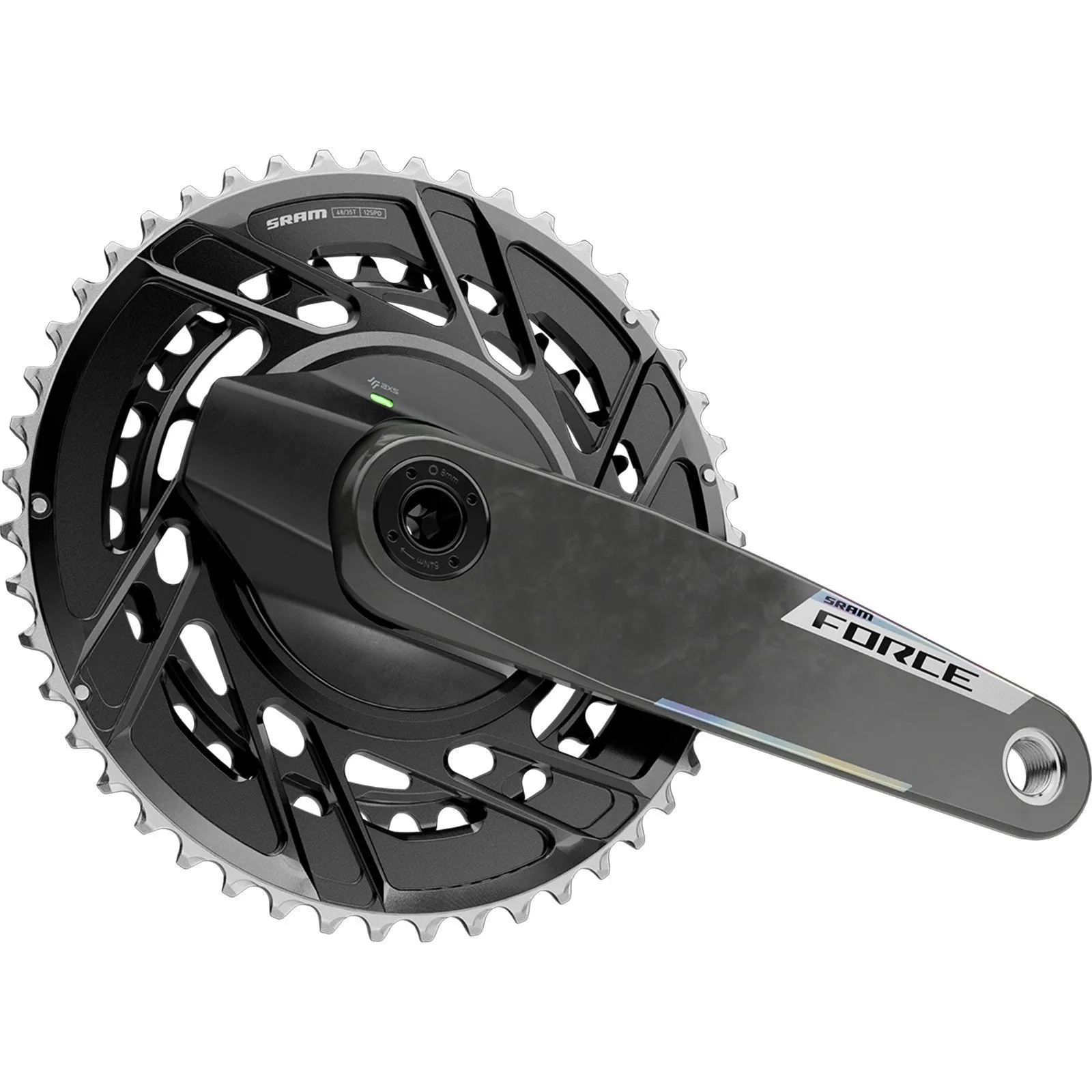 SRAM Force AXS E1 DUB power meter crankset Thread Mount 2x12speed  - Silver Rainbow - Image 2