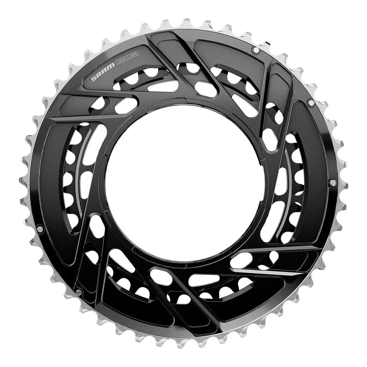 SRAM Force AXS E1 DUB power meter crankset Thread Mount 2x12speed  - Silver Rainbow - Image 3
