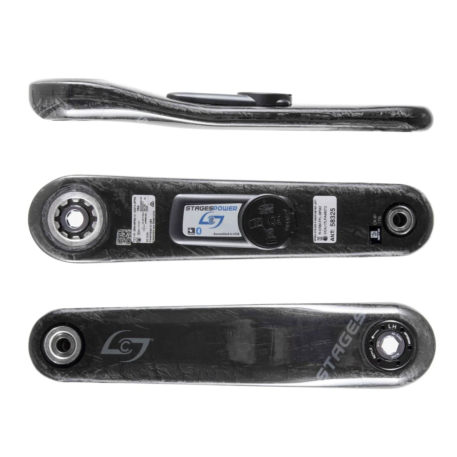 STAGES CYCLING Power Meter Left Crankset Carbon for SRAM GXP Road - Shadow Grey