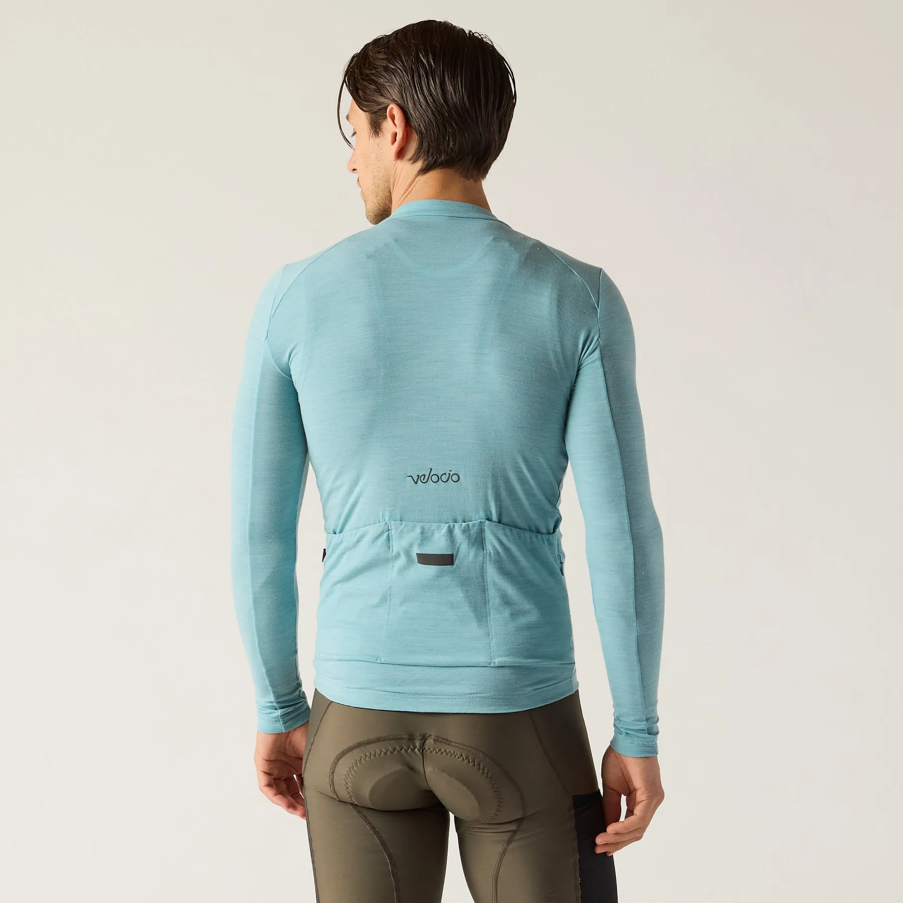 VELOCIO Luxe Merino Long Sleeve Jersey- Cameo Blue - Image 2