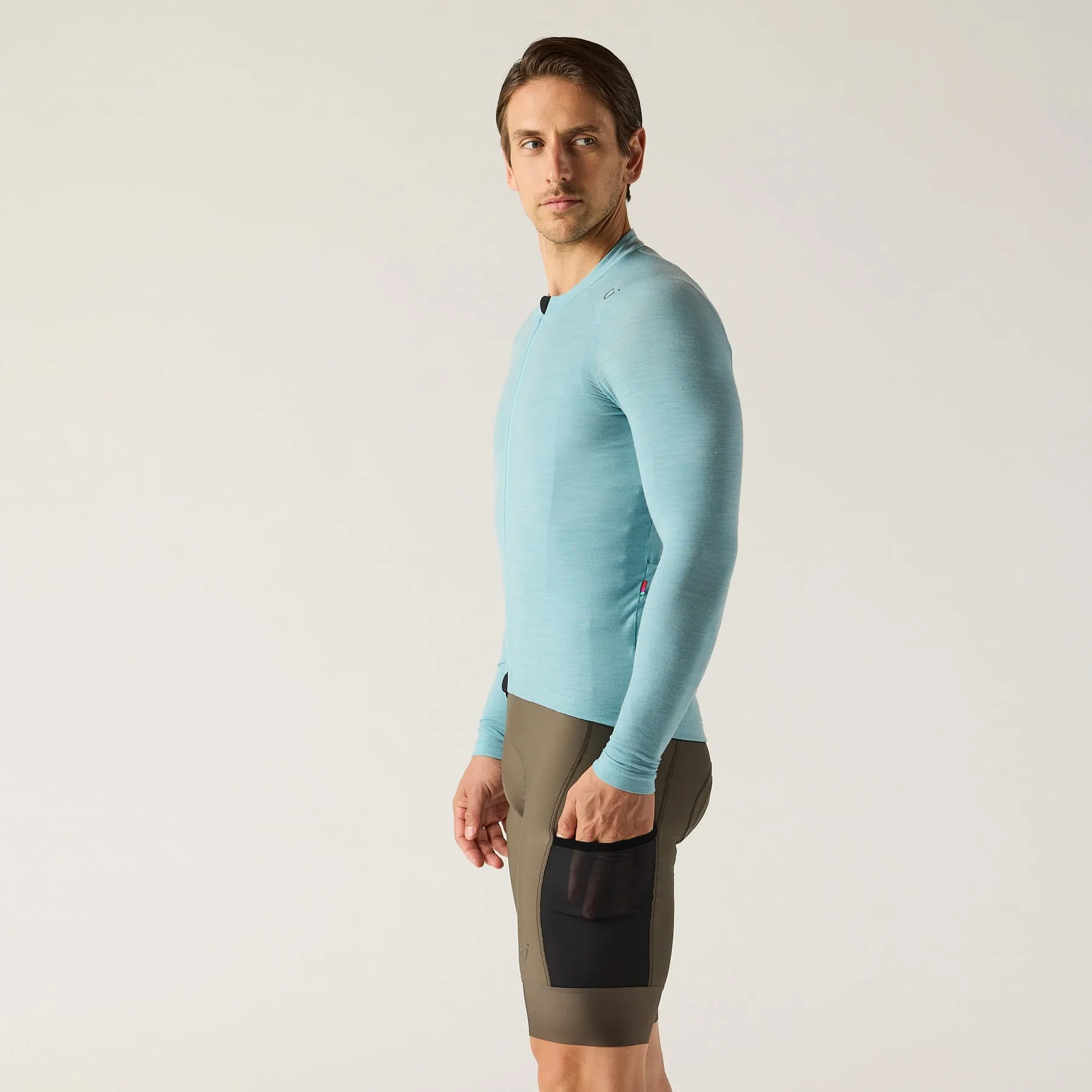 VELOCIO Luxe Merino Long Sleeve Jersey- Cameo Blue - Image 3