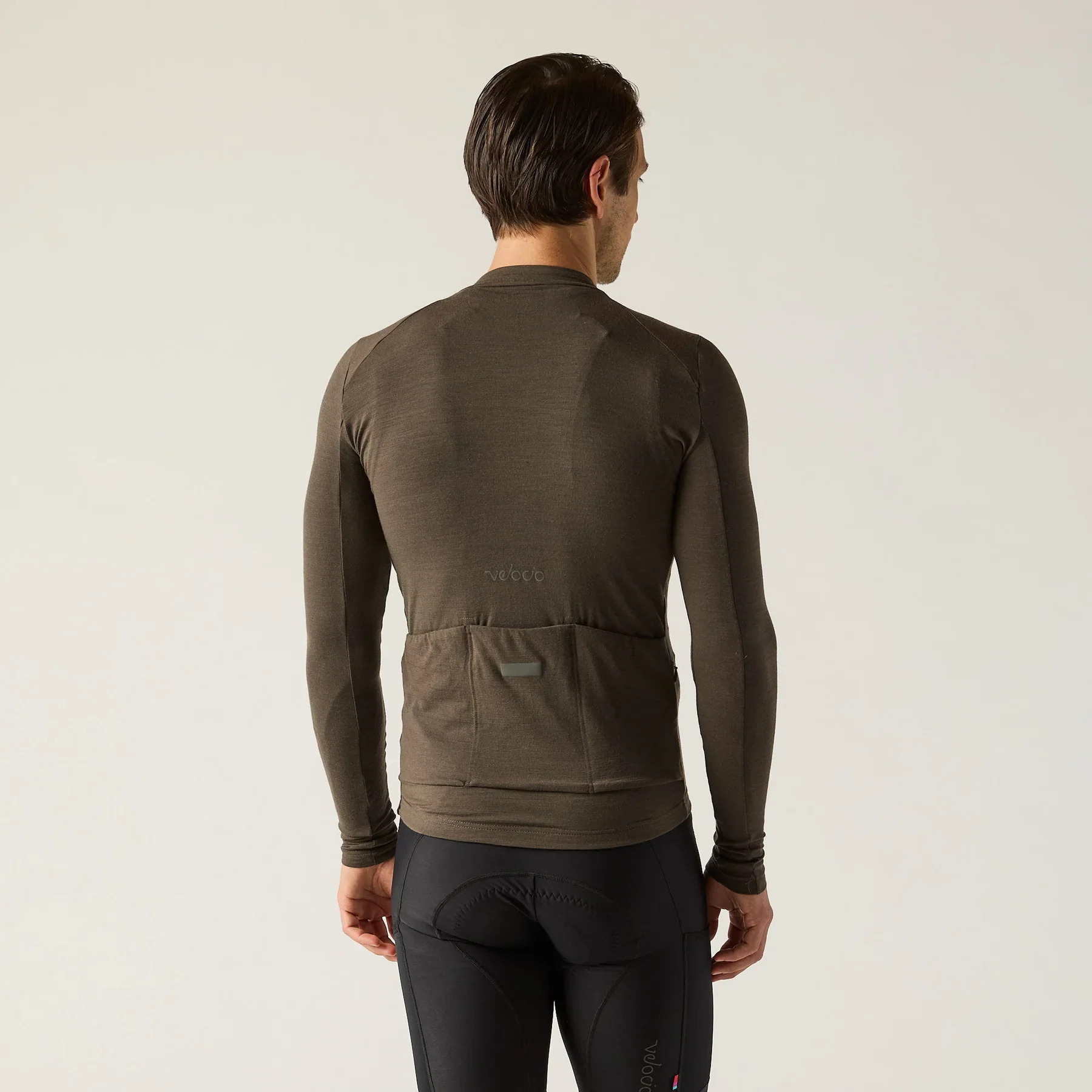VELOCIO Luxe Merino Long Sleeve Jersey - Black Olive - Image 2
