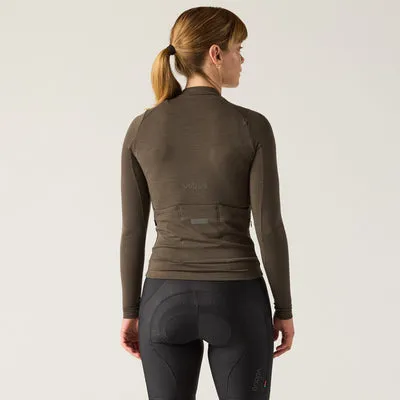 VELOCIO Luxe Merino Women Long Sleeve Jersey - Black Olive - Image 2