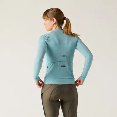VELOCIO Luxe Merino Women Long Sleeve Jersey - Cameo Blue - Image 2