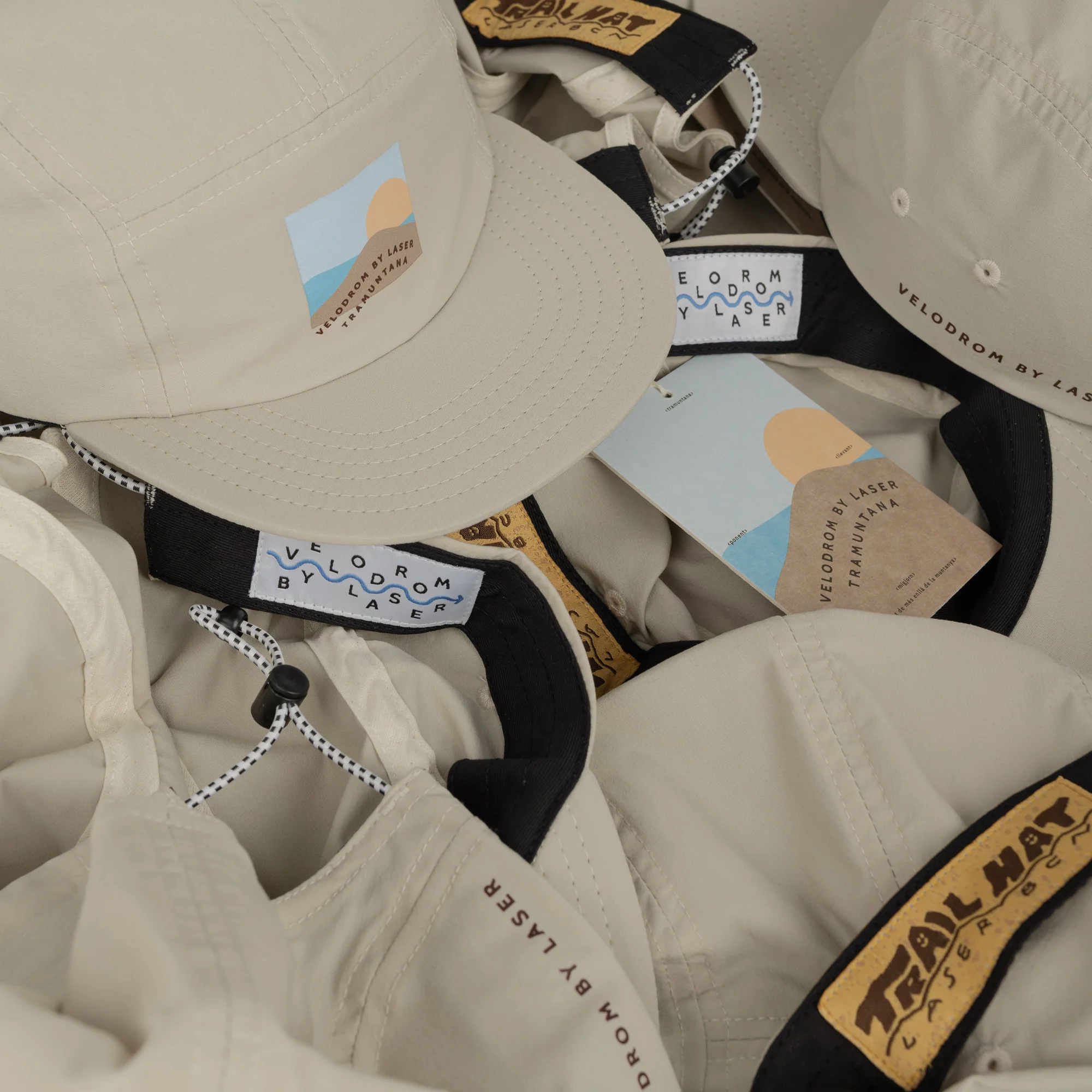 VELODROM by LASER Trail 5 Panel Hat - Beige - Image 4