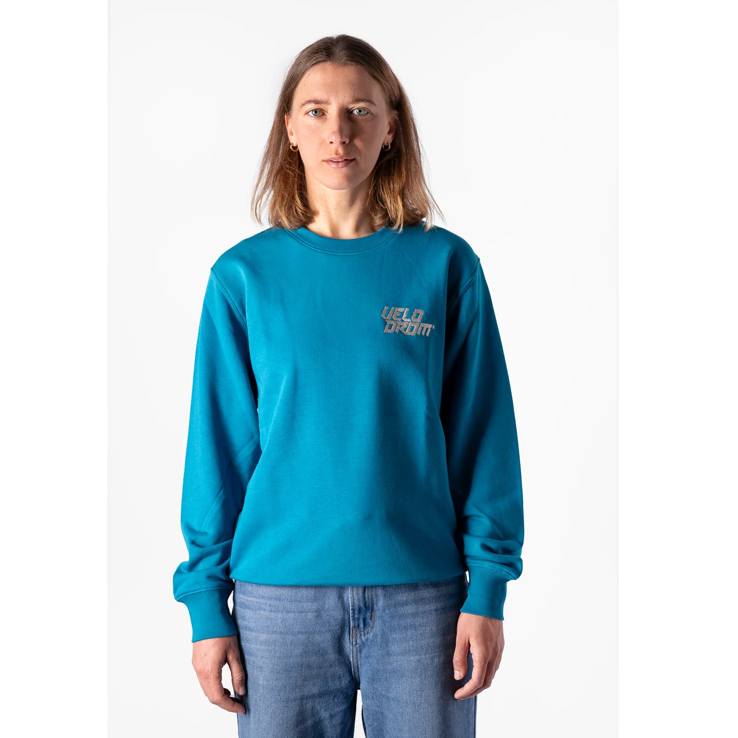 VELODROM Casual Embroided Logo Sweatshirt - Ocean Deep / Gold - Image 3
