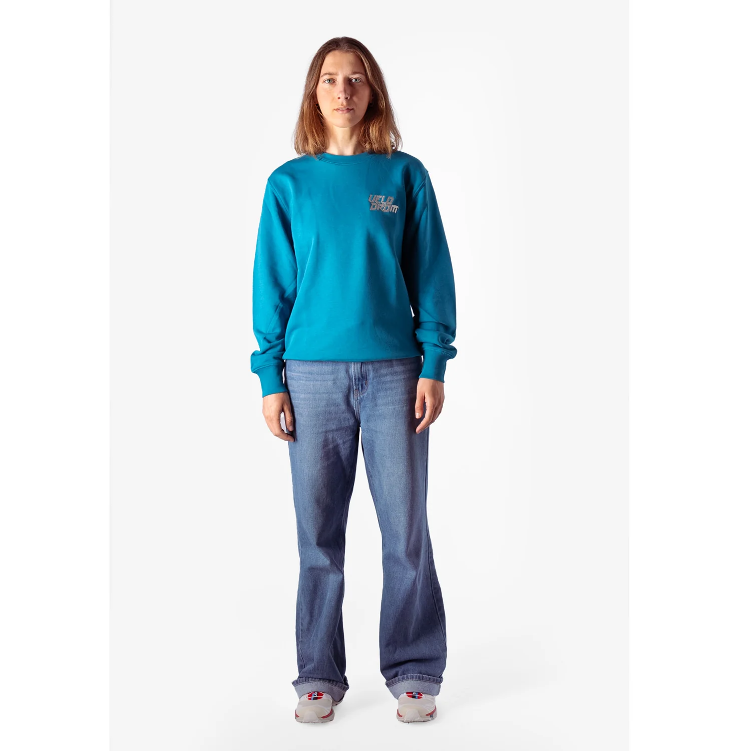 VELODROM Casual Embroided Logo Sweatshirt - Ocean Deep / Gold - Image 4
