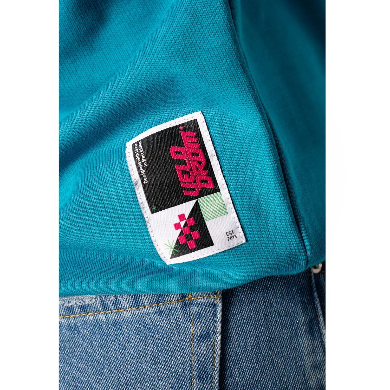 VELODROM Casual Embroided Logo Sweatshirt - Ocean Deep / Gold - Image 6